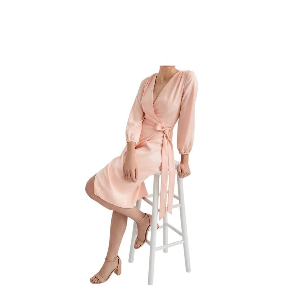 J.Crew 365 Crepe Wrap Dress Size 6 Blush Pink Lined Wedding, Career, Cocktail